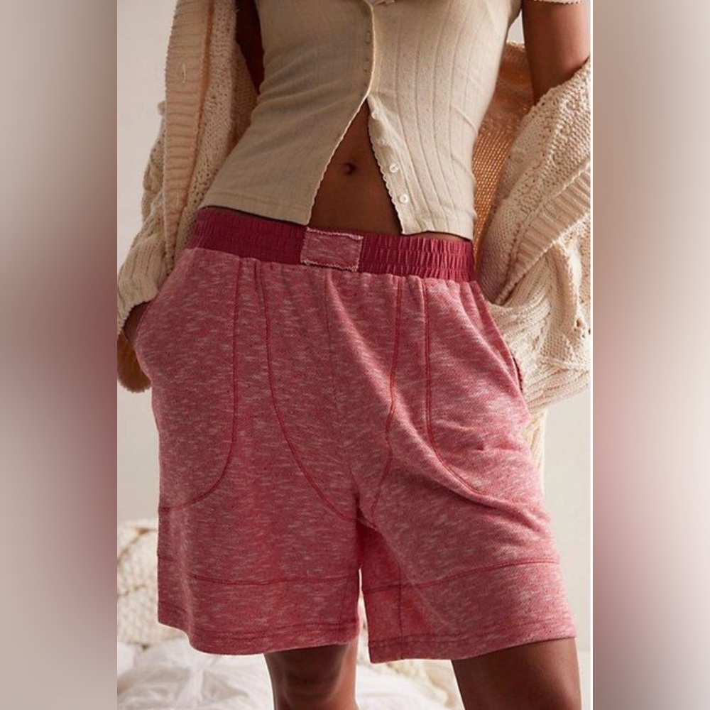 Free People Intimately Everything I Want Boxer Shorts, Sleep Shorts, Red Medium